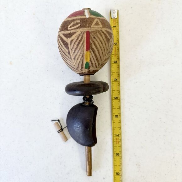 Calabash Shaker & Yo Yo. Wood Toy Decor pull string spinning noise maker - Picture 2 of 6
